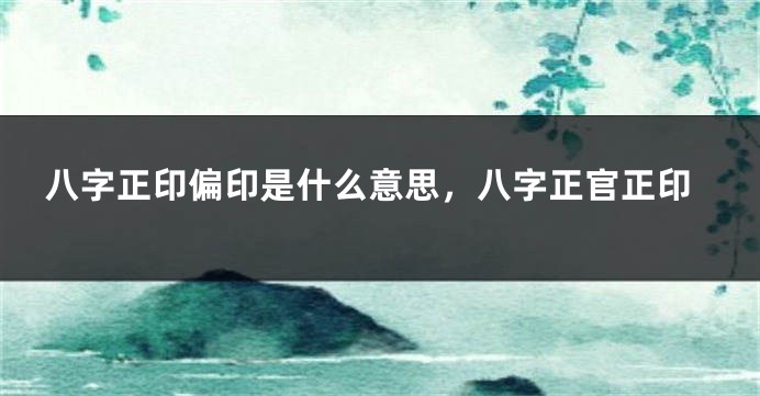 八字正印偏印是什么意思，八字正官正印
