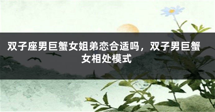 双子座男巨蟹女姐弟恋合适吗，双子男巨蟹女相处模式