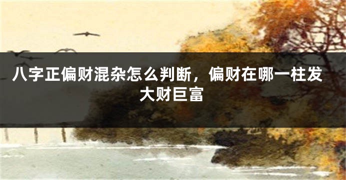 八字正偏财混杂怎么判断，偏财在哪一柱发大财巨富
