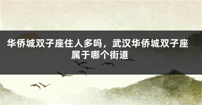 华侨城双子座住人多吗，武汉华侨城双子座属于哪个街道