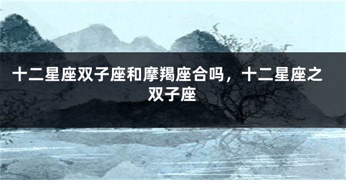 十二星座双子座和摩羯座合吗，十二星座之双子座
