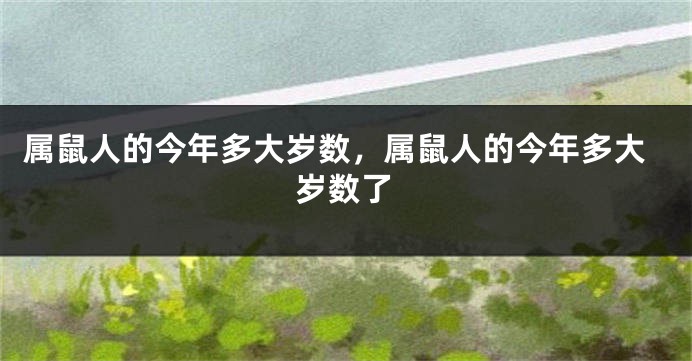 属鼠人的今年多大岁数,属鼠人的今年多大岁数了