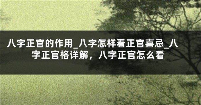 八字正官的作用_八字怎样看正官喜忌_八字正官格详解，八字正官怎么看