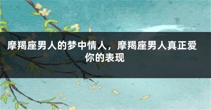 摩羯座男人的梦中情人，摩羯座男人真正爱你的表现