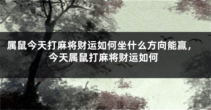 属鼠今天打麻将财运如何坐什么方向能赢，今天属鼠打麻将财运如何