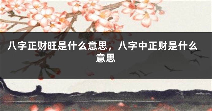 八字正财旺是什么意思，八字中正财是什么意思