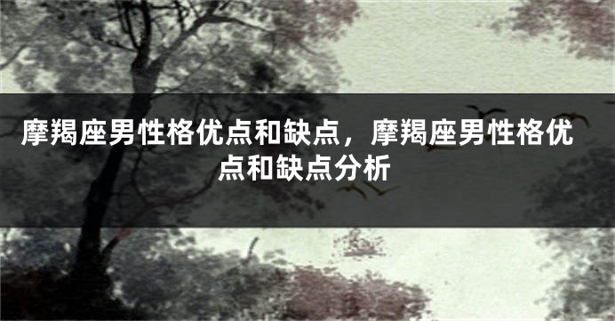 摩羯座男性格优点和缺点，摩羯座男性格优点和缺点分析