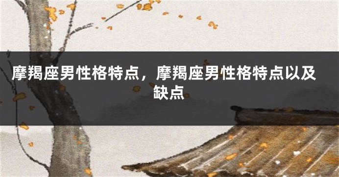 摩羯座男性格特点，摩羯座男性格特点以及缺点