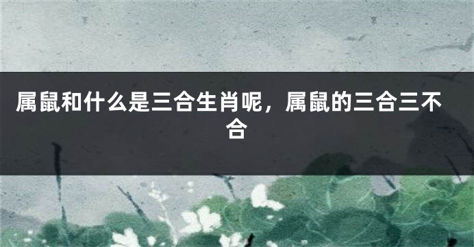 属鼠和什么是三合生肖呢，属鼠的三合三不合