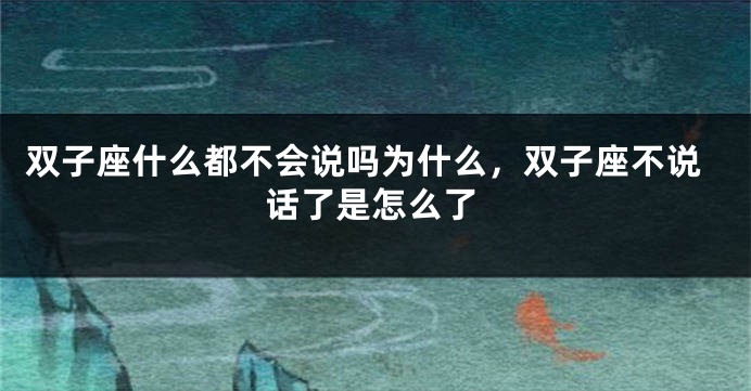 双子座什么都不会说吗为什么，双子座不说话了是怎么了