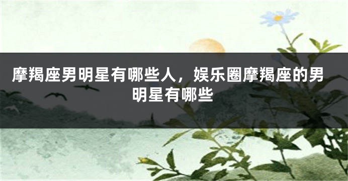 摩羯座男明星有哪些人，娱乐圈摩羯座的男明星有哪些