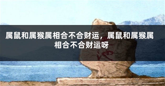 属鼠和属猴属相合不合财运，属鼠和属猴属相合不合财运呀