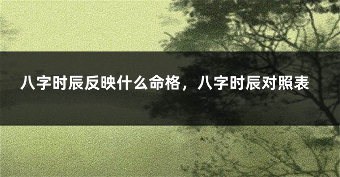 八字时辰反映什么命格，八字时辰对照表