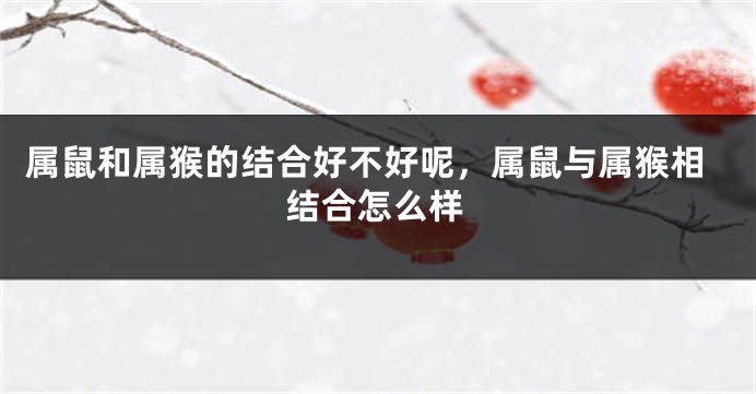 属鼠和属猴的结合好不好呢，属鼠与属猴相结合怎么样