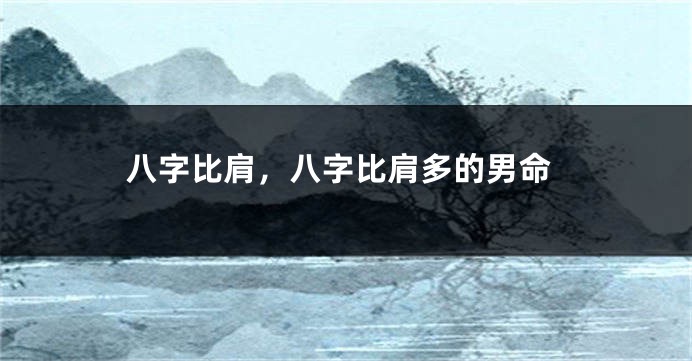 八字比肩,八字比肩多的男命