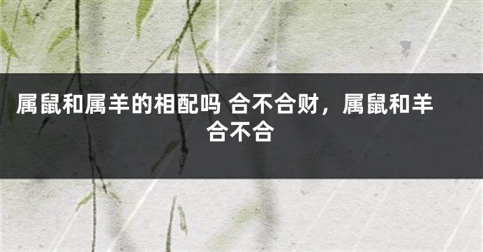 属鼠和属羊的相配吗 合不合财，属鼠和羊合不合