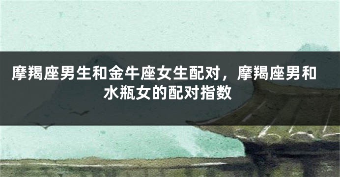 摩羯座男生和金牛座女生配对，摩羯座男和水瓶女的配对指数