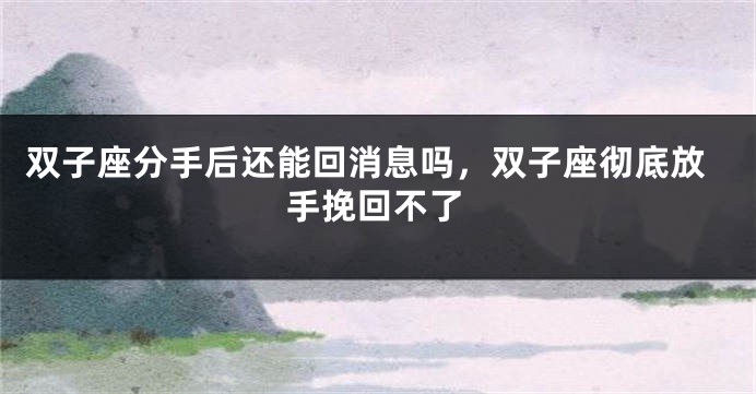 双子座分手后还能回消息吗，双子座彻底放手挽回不了
