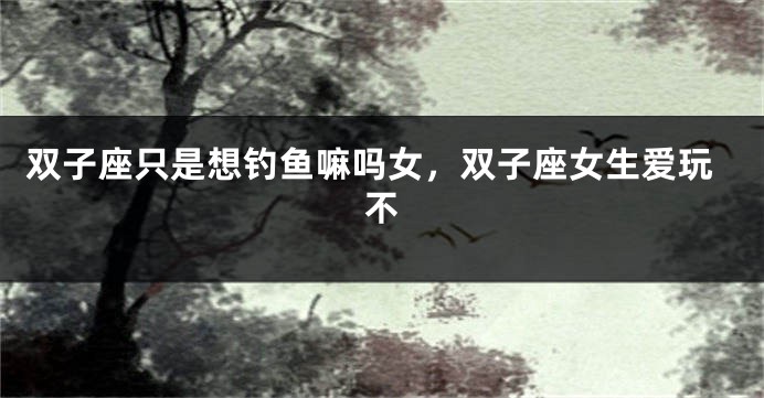 双子座只是想钓鱼嘛吗女，双子座女生爱玩不
