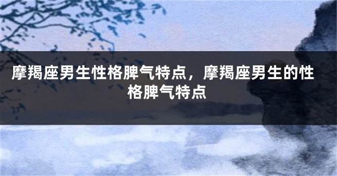 摩羯座男生性格脾气特点,摩羯座男生的性格脾气特点