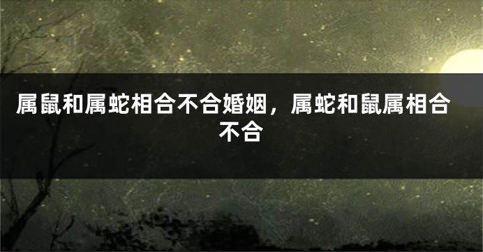 属鼠和属蛇相合不合婚姻，属蛇和鼠属相合不合
