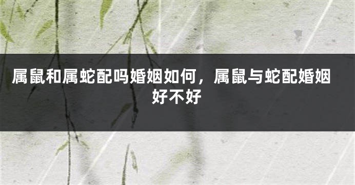 属鼠和属蛇配吗婚姻如何，属鼠与蛇配婚姻好不好