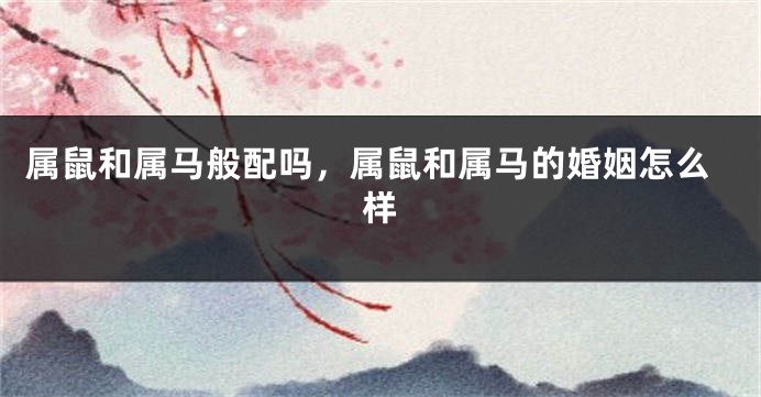 属鼠和属马般配吗，属鼠和属马的婚姻怎么样