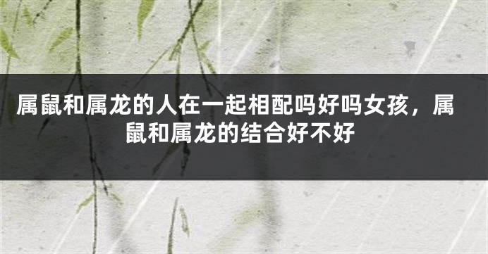 属鼠和属龙的人在一起相配吗好吗女孩，属鼠和属龙的结合好不好