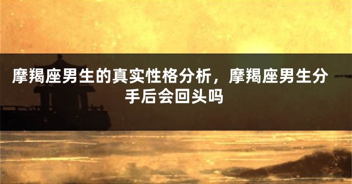 摩羯座男生的真实性格分析，摩羯座男生分手后会回头吗