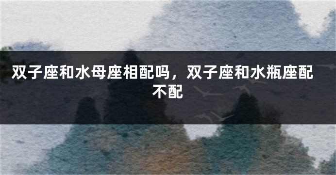 双子座和水母座相配吗，双子座和水瓶座配不配