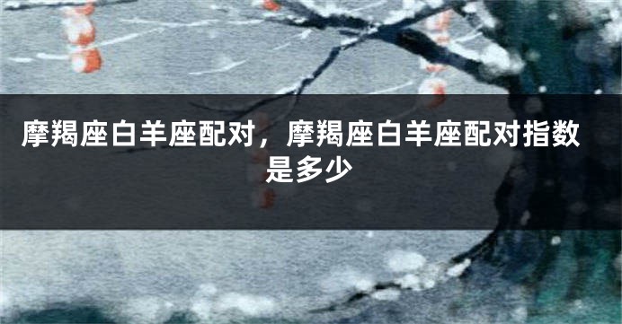摩羯座白羊座配对，摩羯座白羊座配对指数是多少