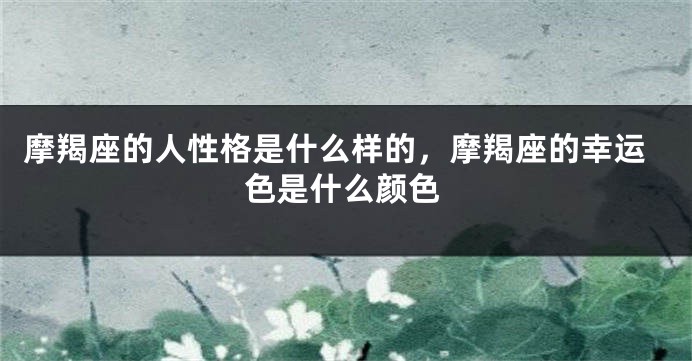摩羯座的人性格是什么样的，摩羯座的幸运色是什么颜色