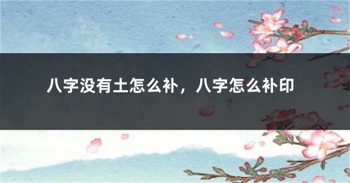 八字没有土怎么补，八字怎么补印