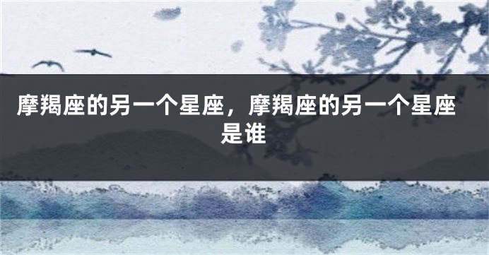 摩羯座的另一个星座，摩羯座的另一个星座是谁