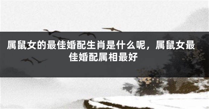属鼠女的最佳婚配生肖是什么呢，属鼠女最佳婚配属相最好