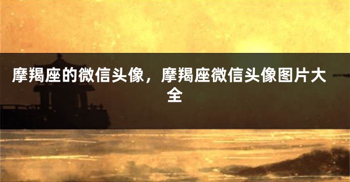 摩羯座的微信头像，摩羯座微信头像图片大全