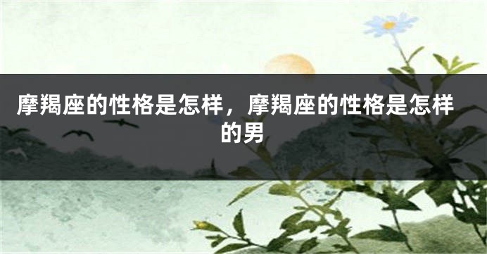 摩羯座的性格是怎样，摩羯座的性格是怎样的男