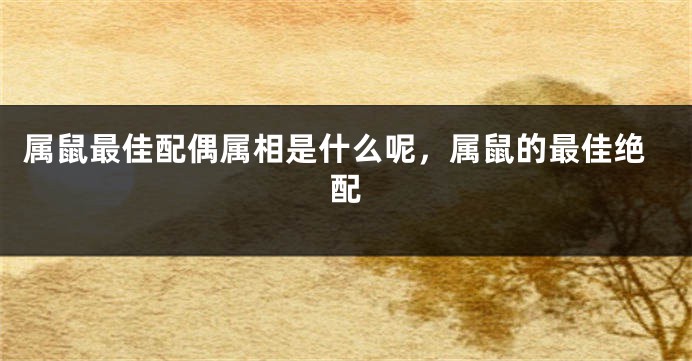 属鼠最佳配偶属相是什么呢，属鼠的最佳绝配