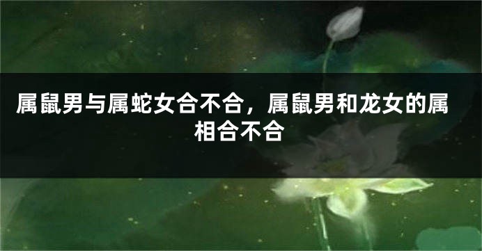 属鼠男与属蛇女合不合，属鼠男和龙女的属相合不合
