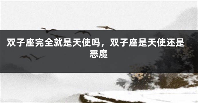 双子座完全就是天使吗，双子座是天使还是恶魔