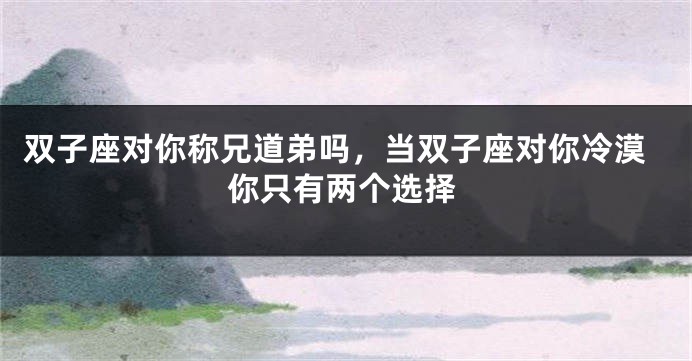 双子座对你称兄道弟吗，当双子座对你冷漠你只有两个选择