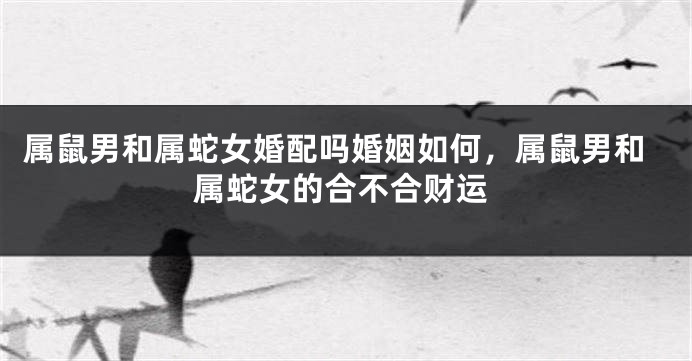 属鼠男和属蛇女婚配吗婚姻如何，属鼠男和属蛇女的合不合财运