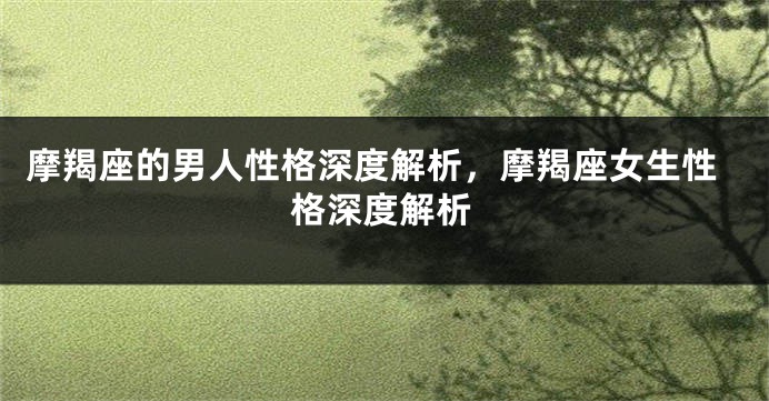 摩羯座的男人性格深度解析，摩羯座女生性格深度解析