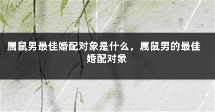 属鼠男最佳婚配对象是什么，属鼠男的最佳婚配对象