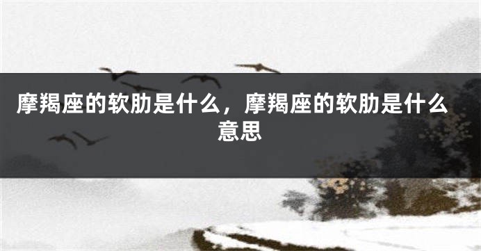 摩羯座的软肋是什么，摩羯座的软肋是什么意思