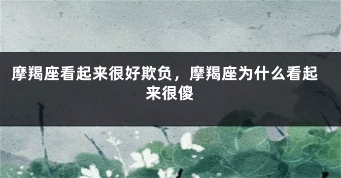 摩羯座看起来很好欺负，摩羯座为什么看起来很傻