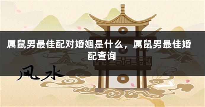 属鼠男最佳配对婚姻是什么，属鼠男最佳婚配查询