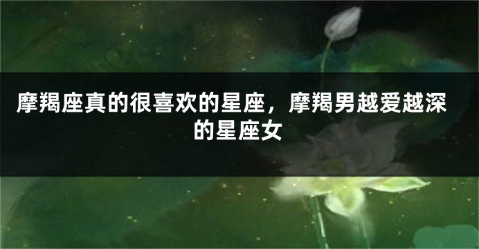 摩羯座真的很喜欢的星座，摩羯男越爱越深的星座女