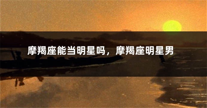 摩羯座能当明星吗，摩羯座明星男