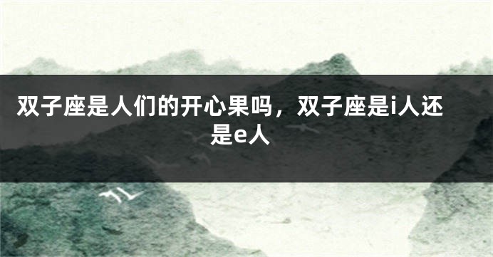 双子座是人们的开心果吗，双子座是i人还是e人